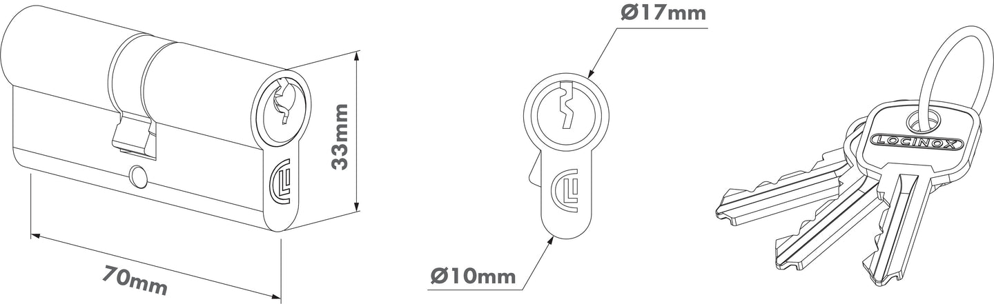 Locinox euro profilio cilindras simetrinis.