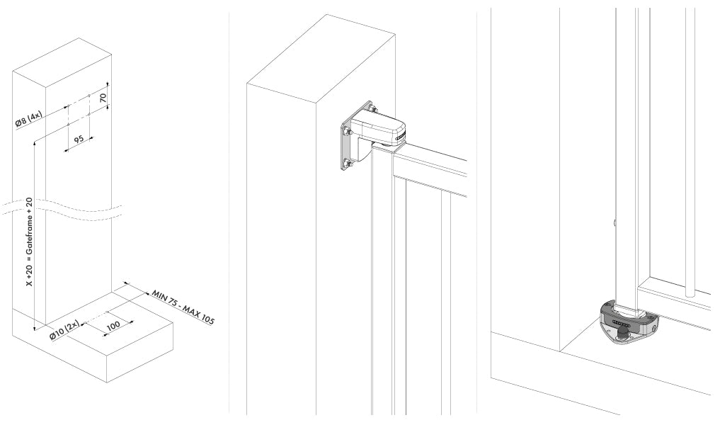 Locinox tvirtinimu prie zemes rinkinys interio pritraukejui.