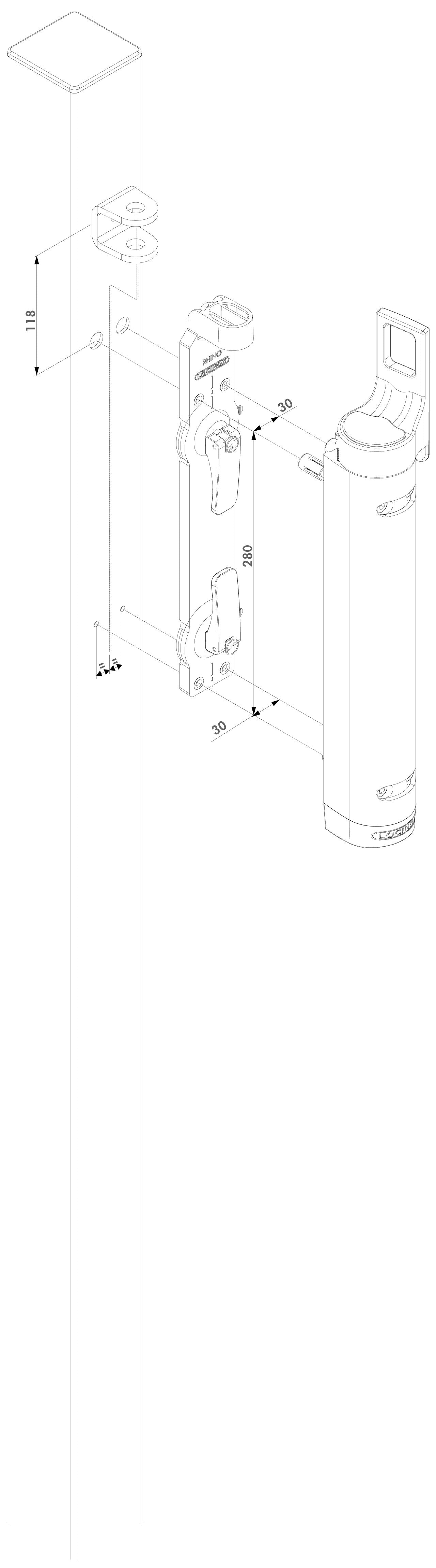 Locinox grezimo rinkinys rhino vartu pritraukejams.