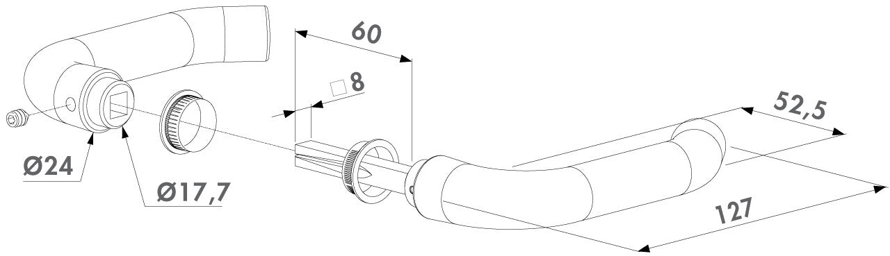 Locinox aliuminio rankenos d tipo.