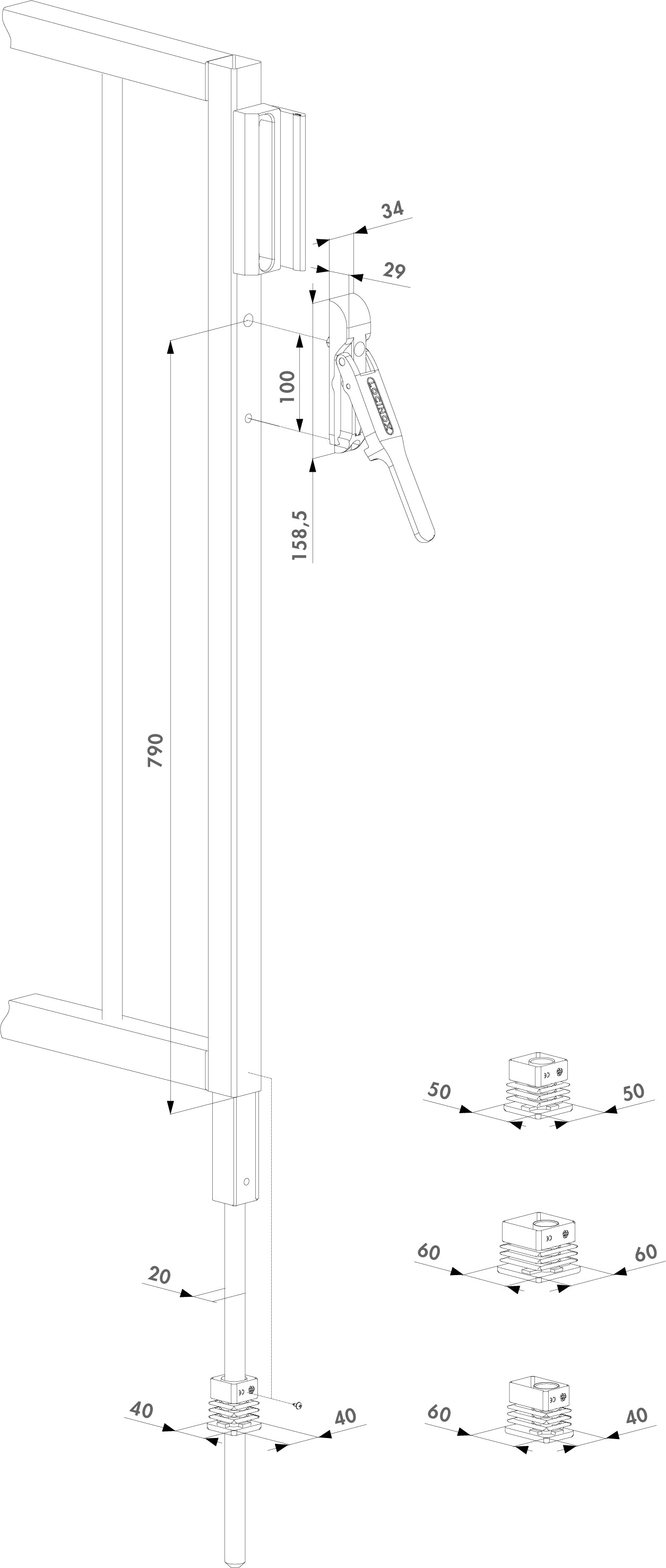Locinox vidinis atveriamu vartu fiksatorius.