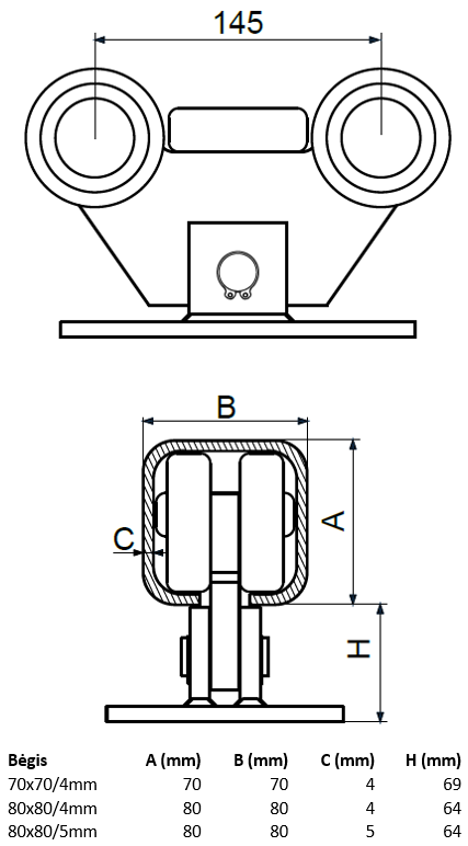 Vezimelis pasiverciantis su 5 plastikiniais ratukais.