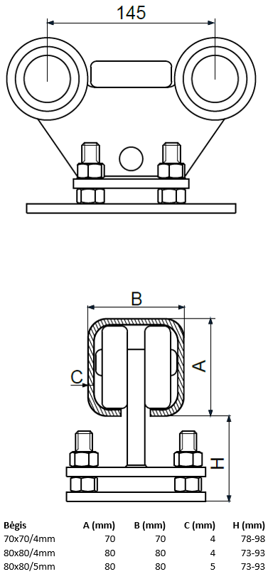 Vezimelis reguliuojamas su 5 plastikiniais ratukais.