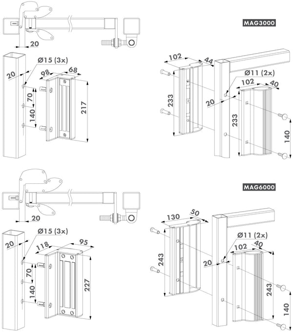 Locinox ant pavirsiaus montuojama elektromagnetine spyna su rankenomis.