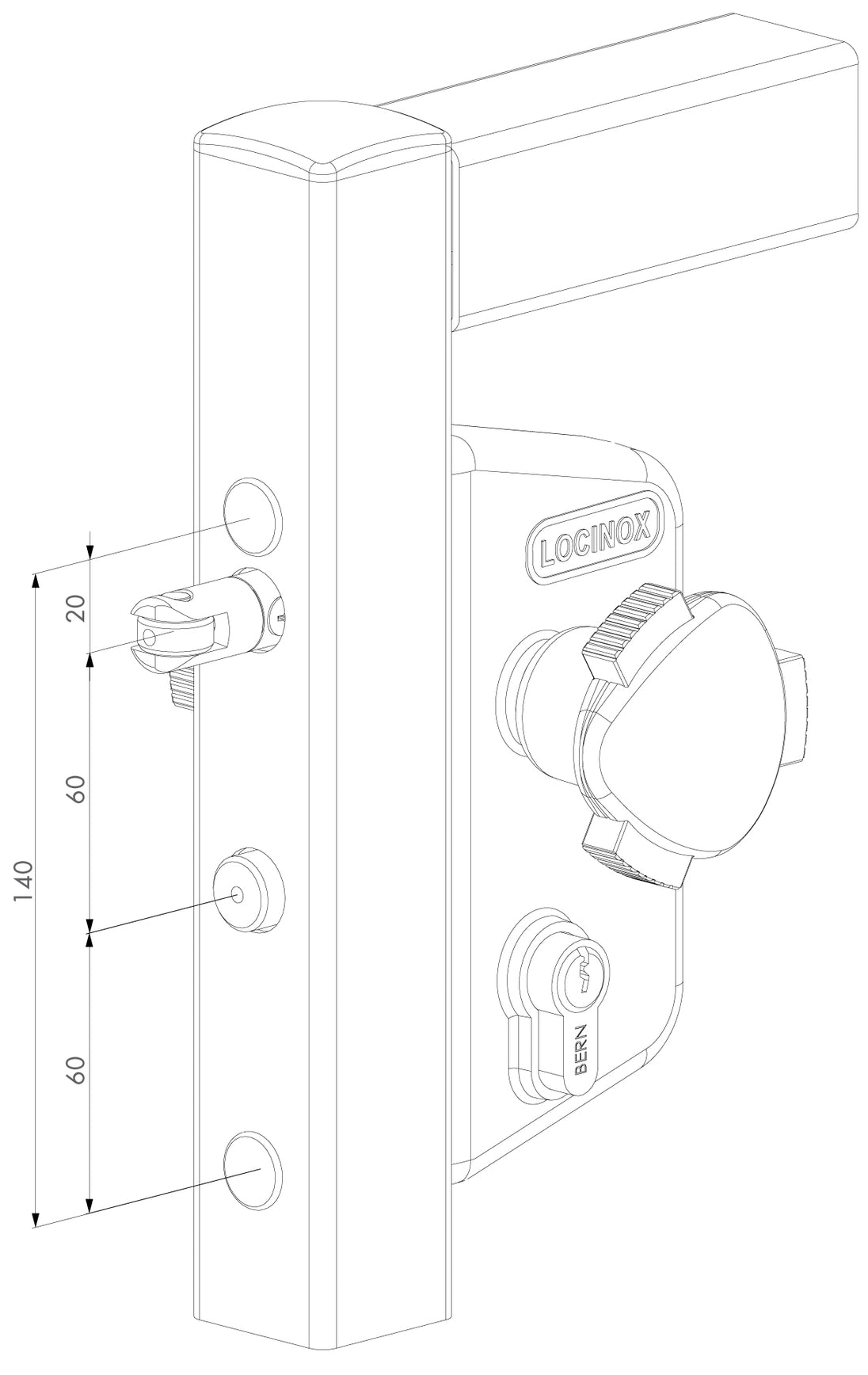 Locinox ant pavirsiaus montuojama spyna su apsauga nuo vaiku.