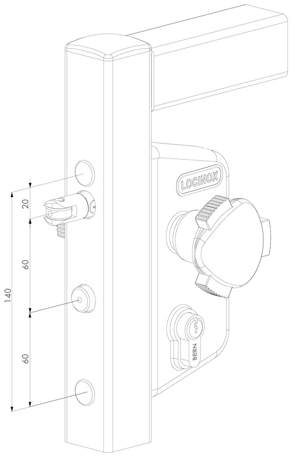Locinox ant pavirsiaus montuojama spyna su apsauga nuo vaiku.