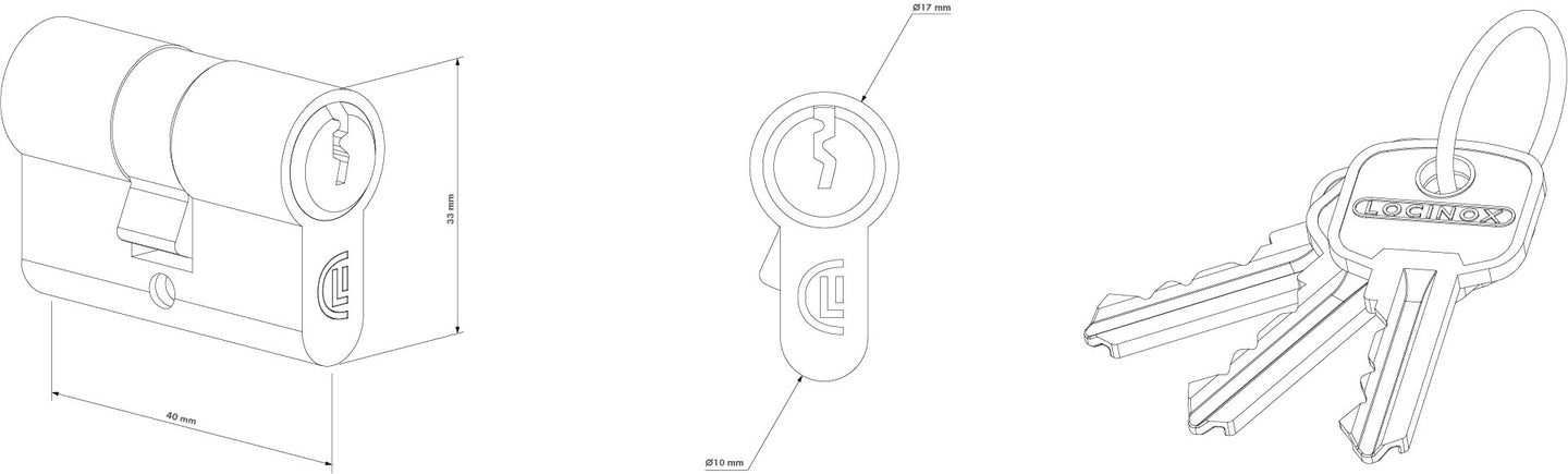 Locinox euro profilio cilindras simetrinis.