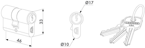Locinox euro profilio cilindras simetrinis.
