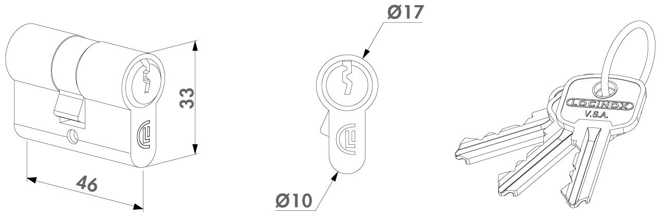 Locinox euro profilio cilindras simetrinis.