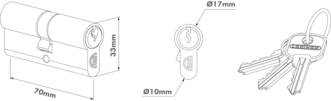 Locinox euro profilio cilindras simetrinis.