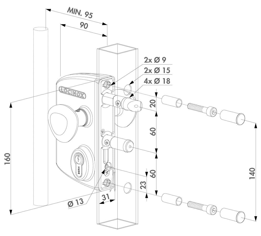 Locinox elektrine spyna su fail close funkcija.
