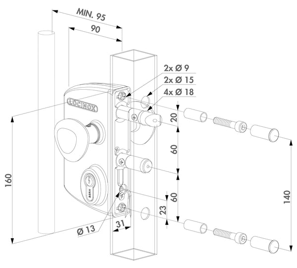Locinox elektrine spyna su fail close funkcija.