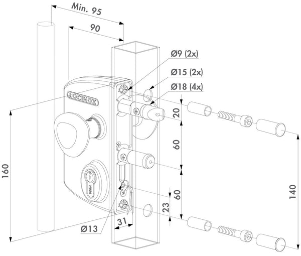 Locinox elektrine spyna su fail open funkcija.