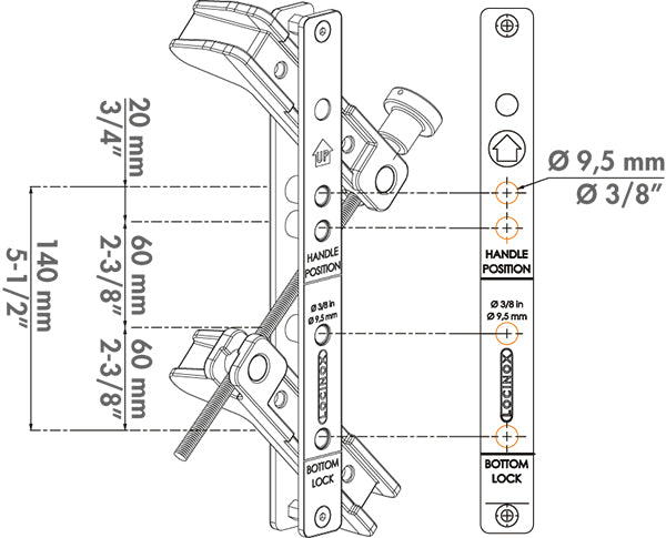 Locinox grezimo rinkinys drill fix ant pavirsiaus montuojamoms spynoms.