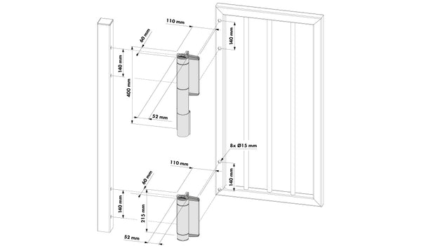 Locinox hidraulinis vyris pritraukejas vartams iki 200kg mammoth hd.