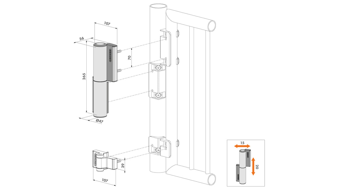 Locinox hidraulinis vyris pritraukejas vartams iki 75kg tiger.
