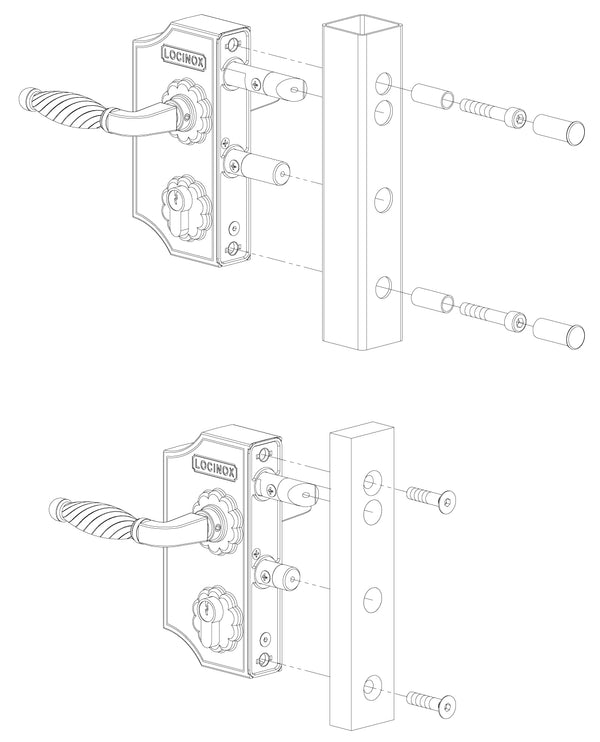 Locinox ant pavirsiaus montuojama mazesne ornamentine spyna.