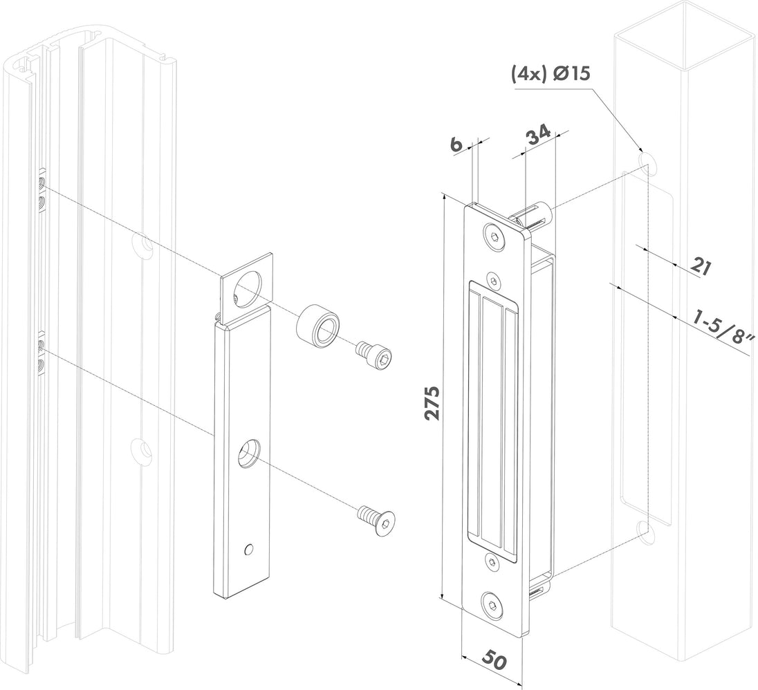 Locinox elektromagnetine spyna n-line-b/s-mag profiliams.