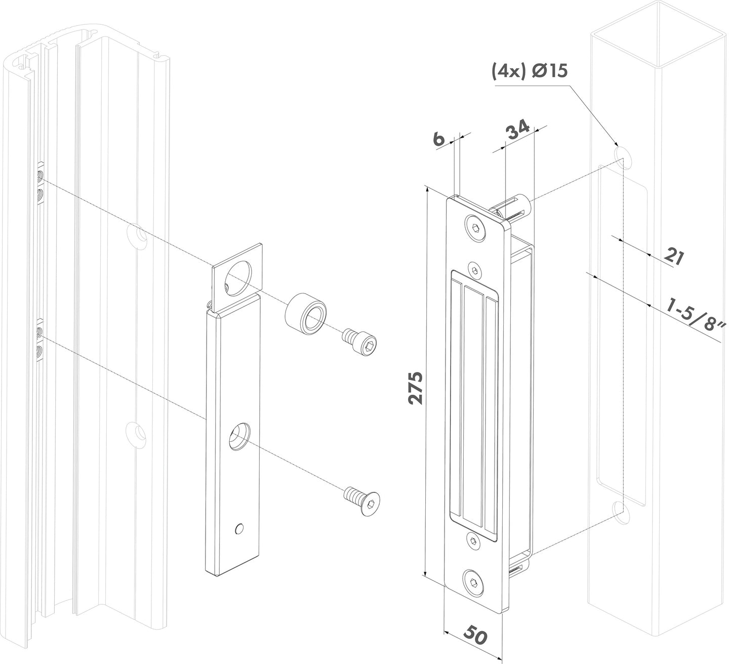 Locinox elektromagnetine spyna n-line-b/s-mag profiliams.
