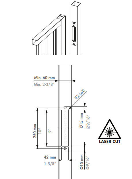 Locinox profilis stumdomu vartu elektromagnetinems spynoms.