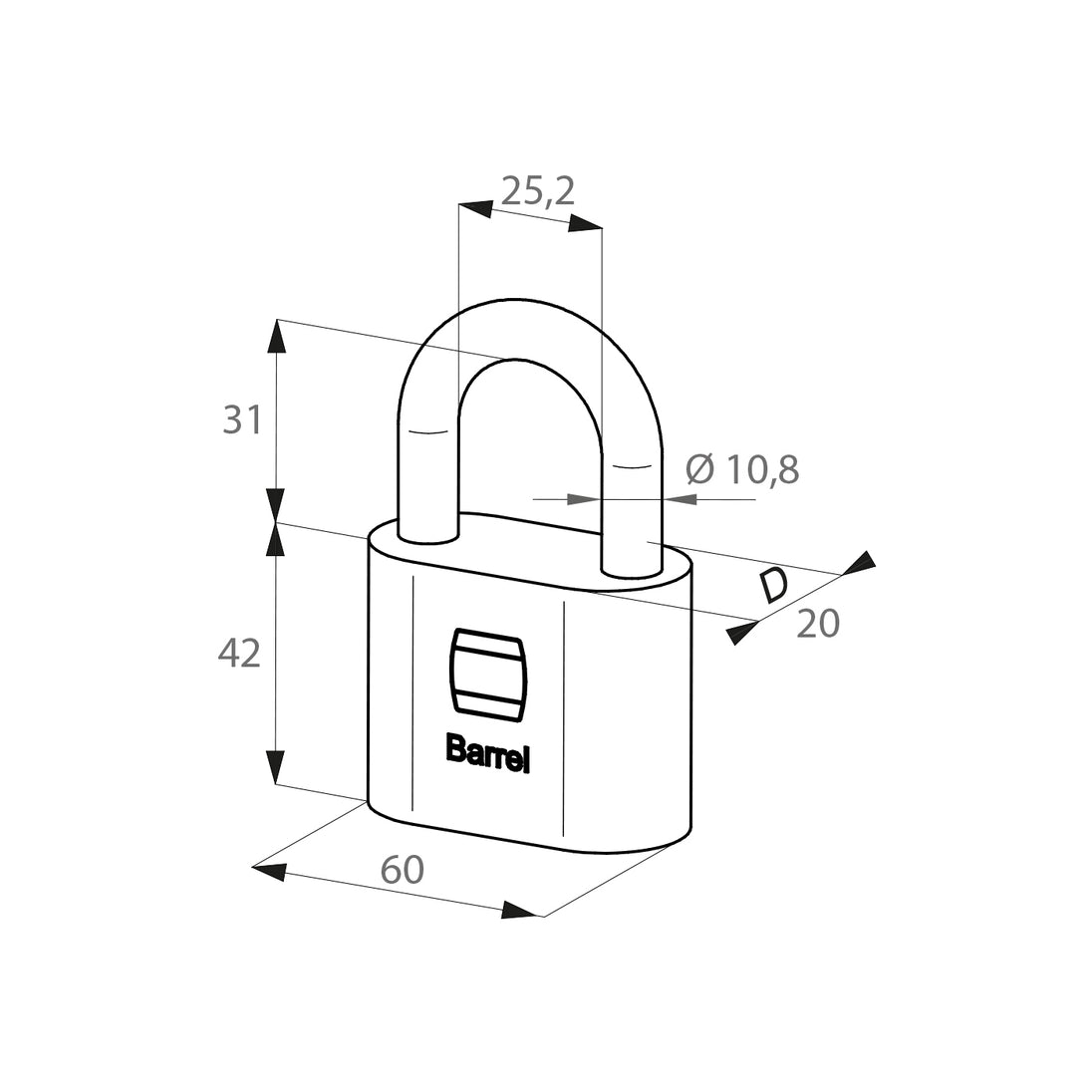 Pakabinama spyna su 3 raktais 60mm.