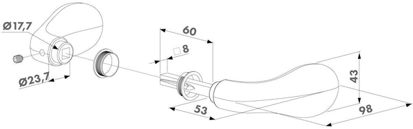 Locinox anoduoto aliuminio rankenos c tipo.