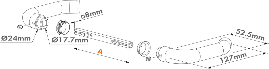 Locinox anoduoto aliuminio rankenos imontuojamoms spynoms d tipo.