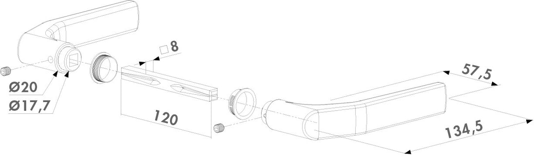 Locinox aliuminio rankenos imontuojamoms spynoms j tipo.
