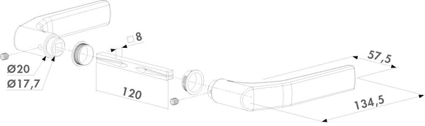 Locinox aliuminio rankenos imontuojamoms spynoms j tipo.