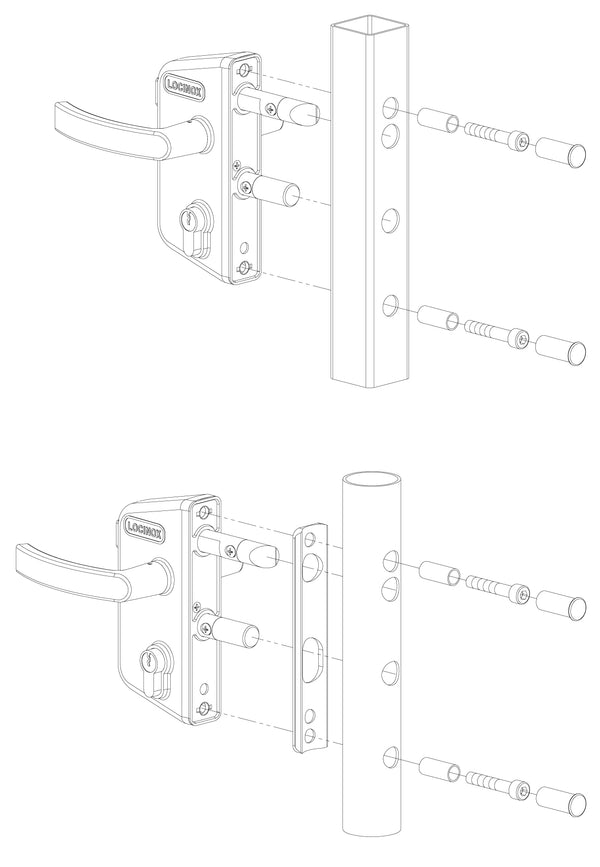 Locinox ant pavirsiaus montuojama spyna su poliamido korpusu.
