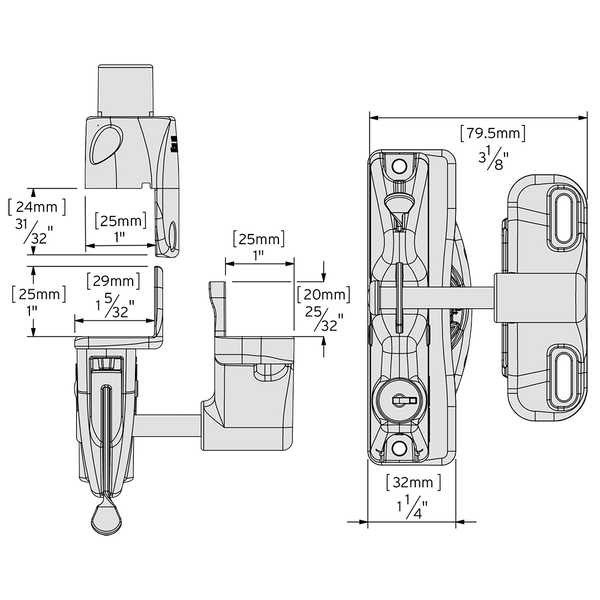 D&D Technologies skląstis varteliams rakinamas raktu iš dviejų pusių.