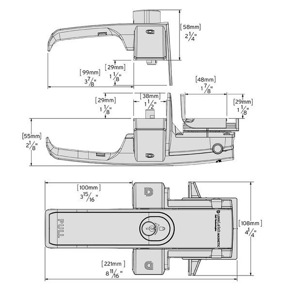 D&D Technologies magnetinė spyna su rankena.