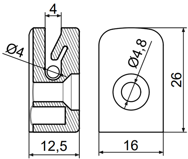Plastikinis įtempimo vielos laikiklis.