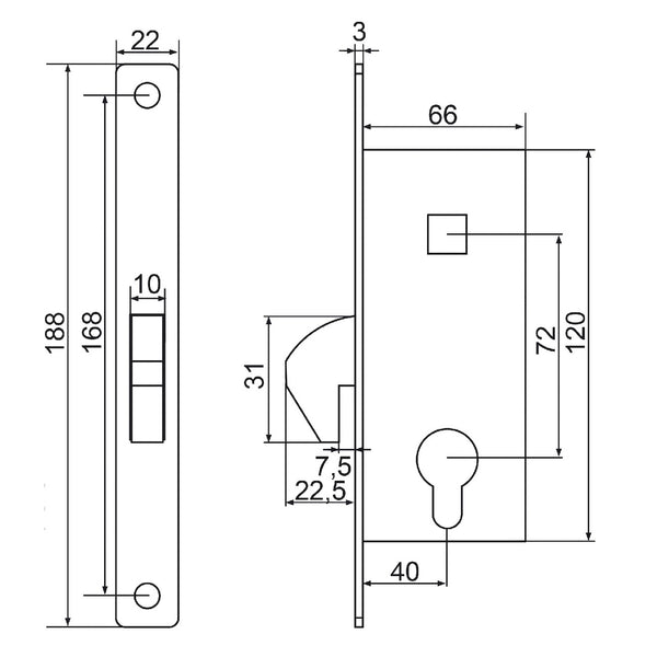 Spyna su kabliu stumdomiems vartams h-66.