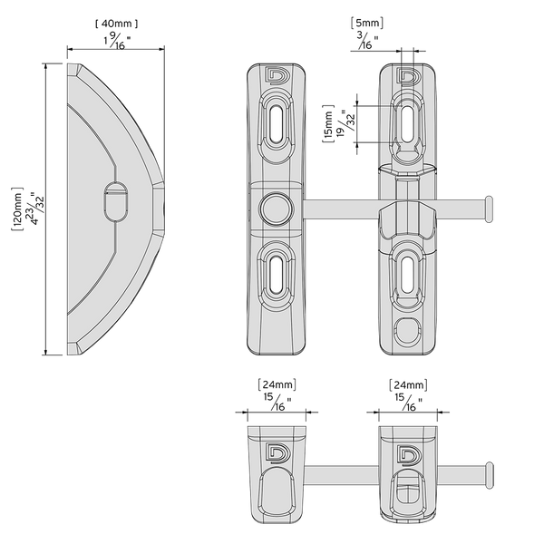 D&D Technologies horizontalus skląstis varteliams.