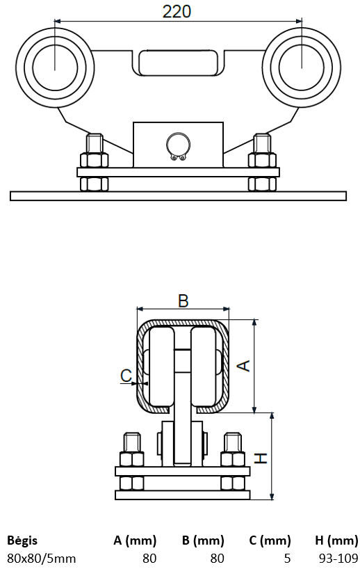 Vezimelis pasiverciantis reguliuojamas su 6 plastikiniais ratukais 1.