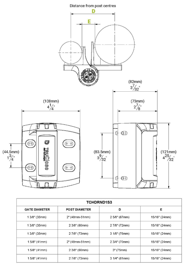 D&D Technologies vyriai su pritraukimu 2vnt (metalas-metalas) apvalaus vamzdžio tvoros varteliams iki 60kg.